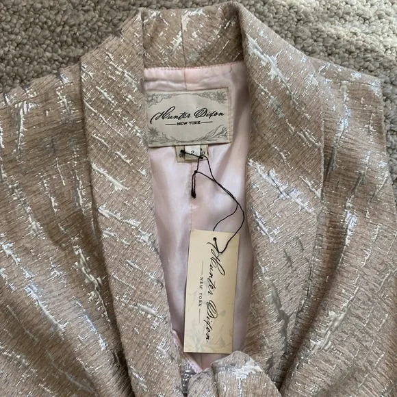 Vintage hunter Dixon brocade lined dress in silver & blush size 2 - Picture 2 of 14